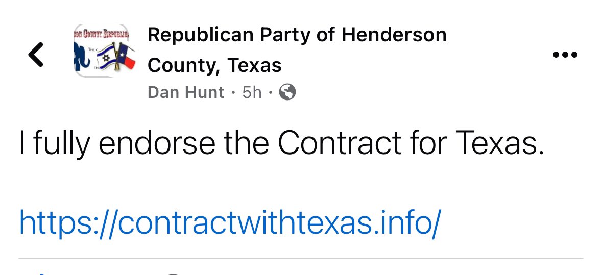 Support keeps growing for the #ContractWithTexas. 

Thank you to @TexasGOP Henderson County Chair Dan Hunt!

#txlege