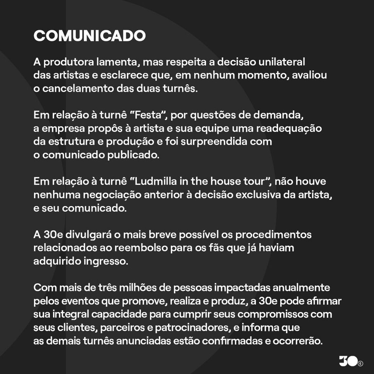 A empresa que no comunicado oficial se refere a ela própria na terceira pessoa tal qual Pelé