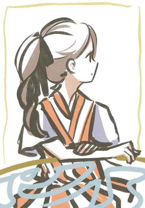 「ribbon side ponytail」 illustration images(Latest)