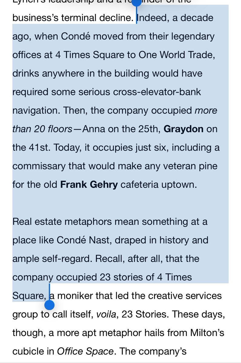 Still can't believe that Condé Nast once occupied 23 floors and now it occupies 6.