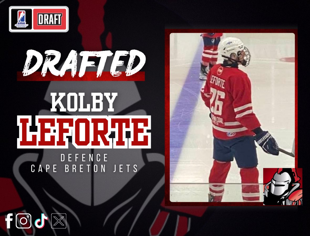 The Knights are proud to select , Kolby Leforte in the 8th Round (Pick originally owned by the Toronto Flyers ) of the 2024 GMHL Draft ! #KOM #MeafNation ⚔️