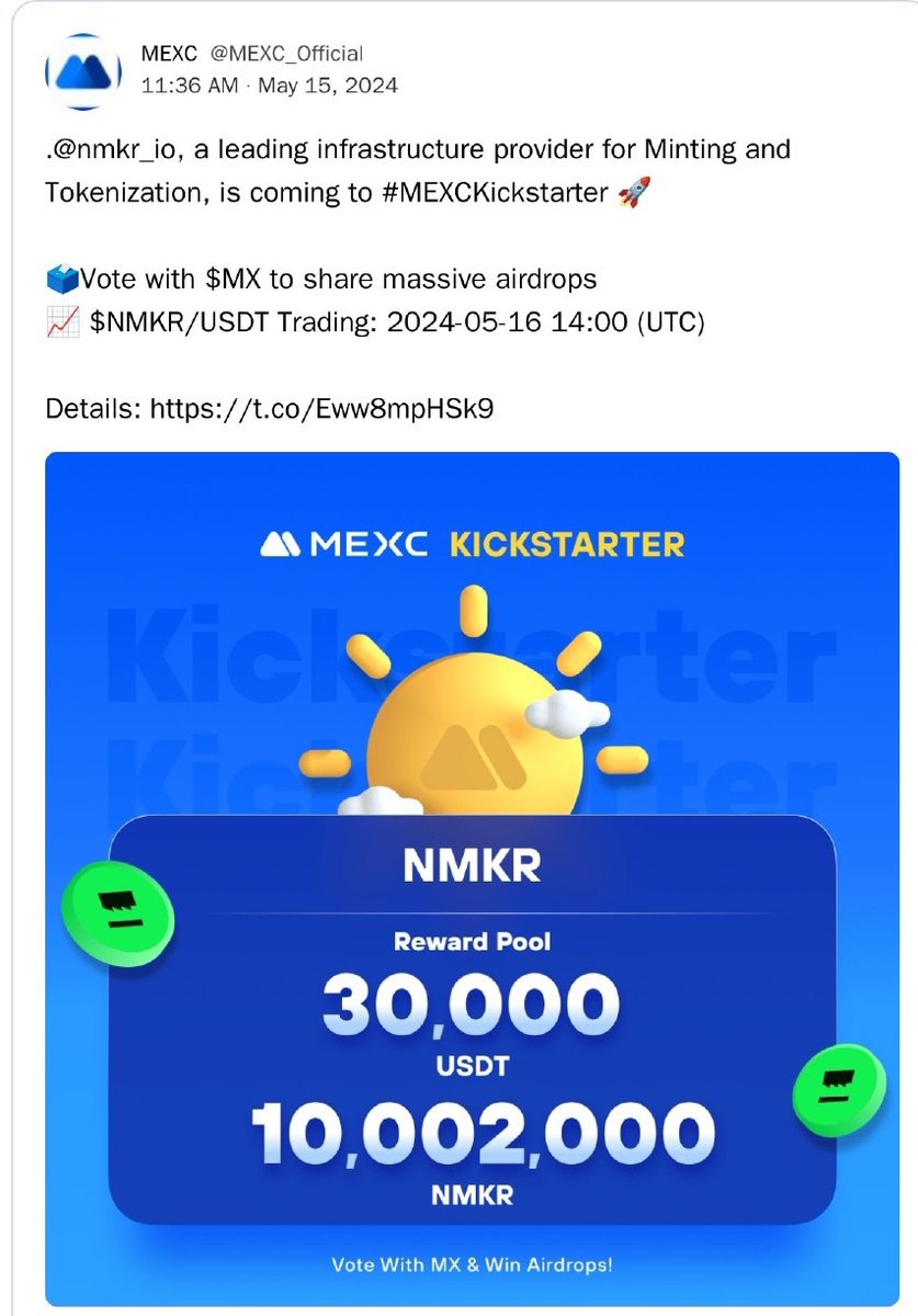 #NMKR ($NMKR) event! 
 16 May 2024 
#MEXC Global Listing