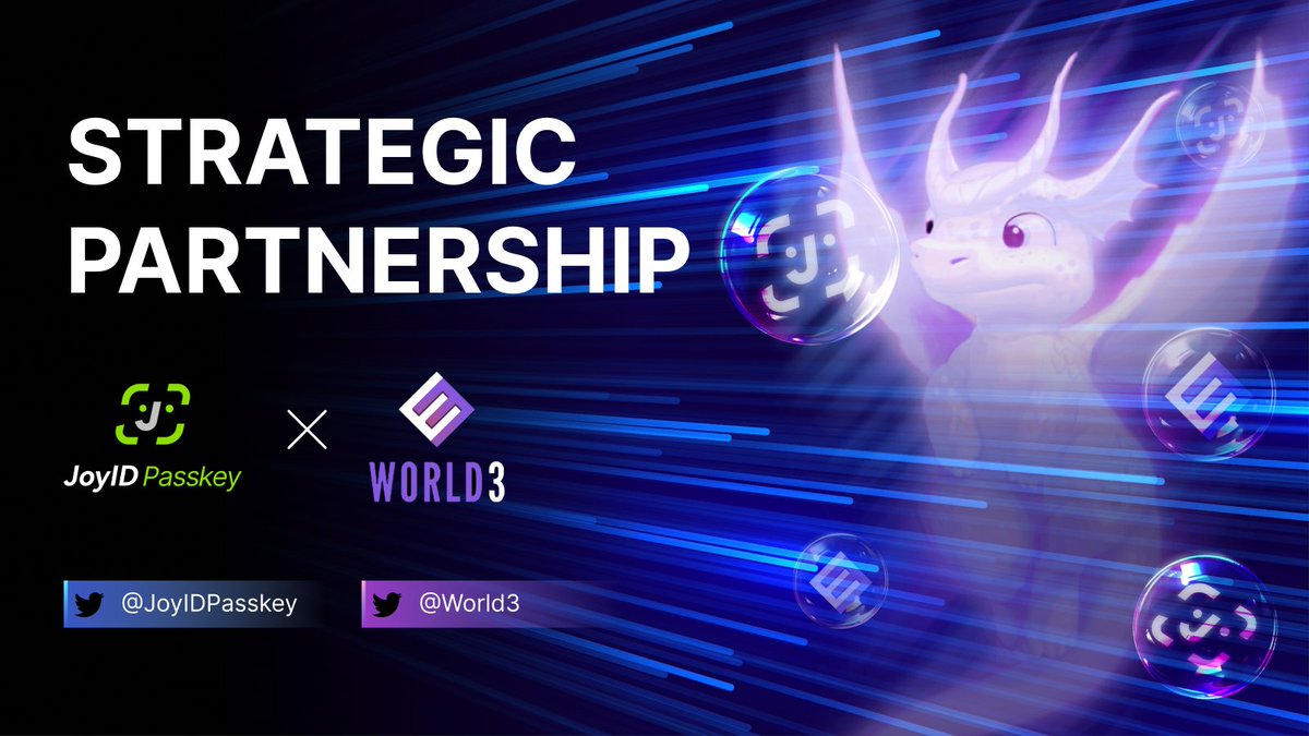 🎉 Exciting news! 🚀 JoyID Passkey is proud to announce our collaboration with World3 @WORLD3_AI, the next-gen Autonomous Intelligent World (AIW).

🌐 World3 has now integrated the JoyID wallet, supporting both EVM and CKB networks, streamlining your gaming and immersive
