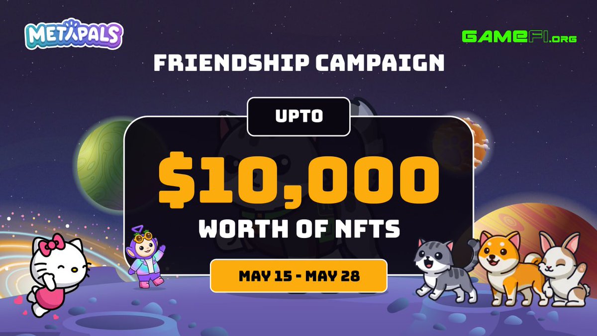 🎉100 NFTs Giveaway With GameFi.org & @MetaPals 🎁 We’re giving away limited edition NFT accessories that are equipable, tradable, and exclusive to GameFi.org fam! 🚀 👉 Join Now: dmission.me/missions/gamef… ⏰ Deadline: May 28 Here’s how to grab yours