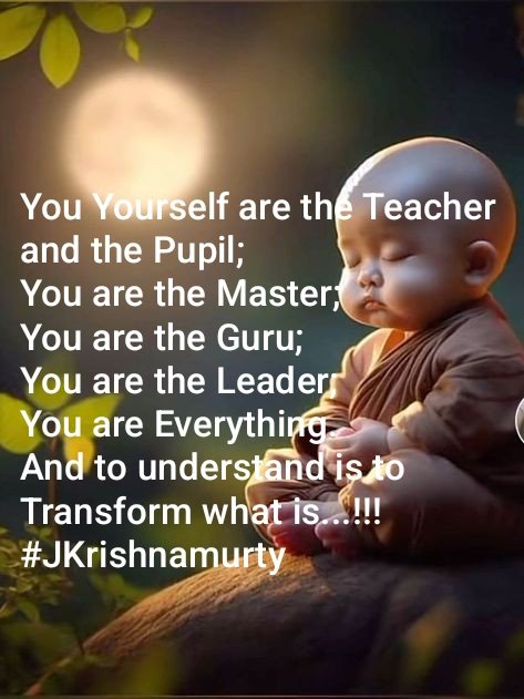 You have to grow from the inside out. None can teach you, none can make you spiritual. There is no other teacher but your own soul...!!! #SwamiVivekananda #JoyTrain #Spirituality #JKrishnamurty RT @ADevotedYogi #Meditation