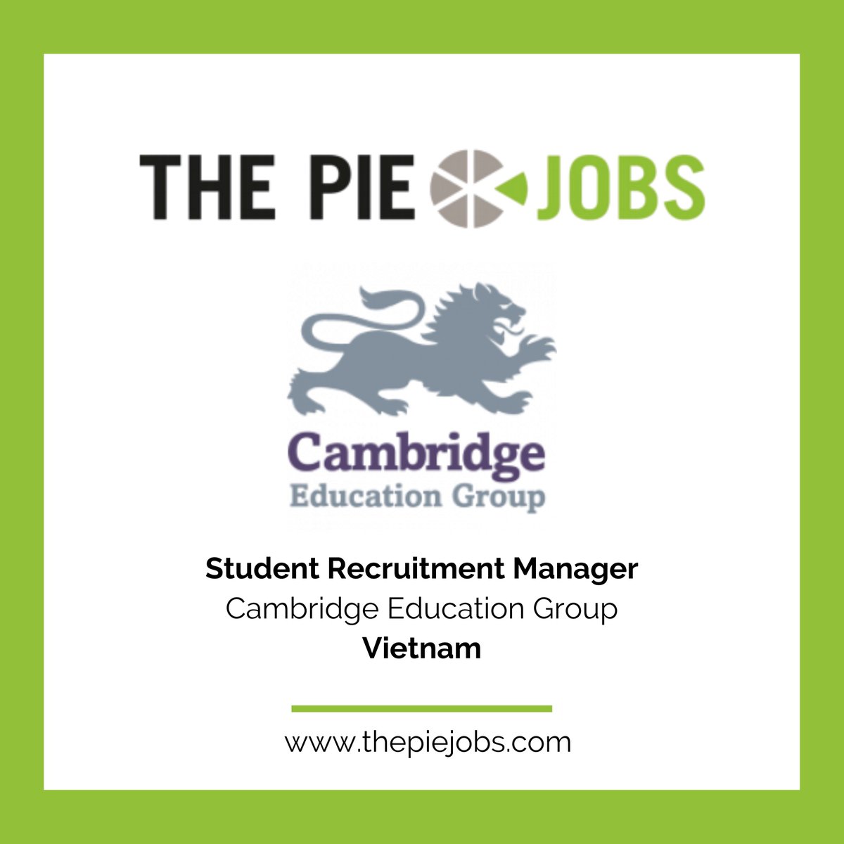 Cambridge Education Group is seeking a Student Recruitment #Manager based in #Vietnam to join their new team!

Interested? Apply by 22nd May:
hubs.li/Q02x2Yh70

#hiring #intled #newjob #studentrecruitment #HigherEd #globaleducation