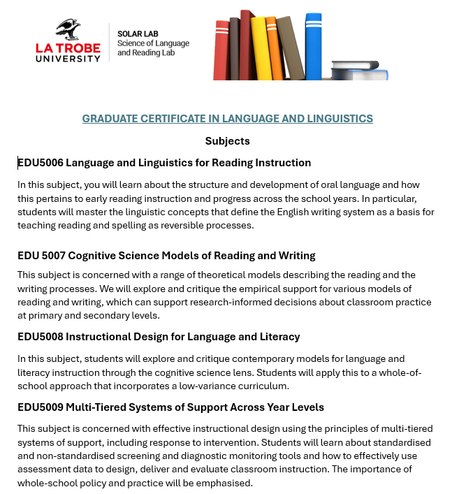 Very excited to announce that @latrobe now offers a Graduate Certificate in Language & Literacy:
latrobe.edu.au/courses/gradua…

Here's what you'll study: