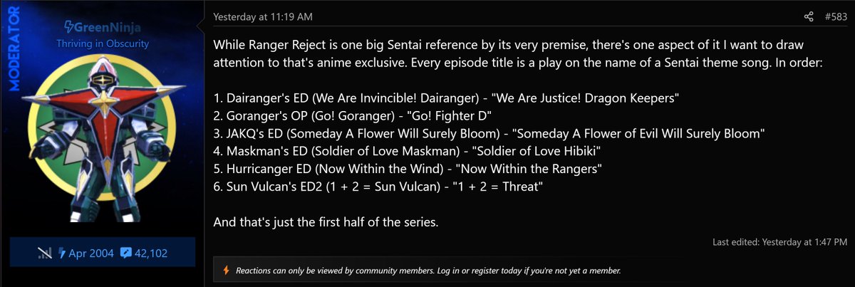 Oh wow! Knew Go! Go! Loser Ranger was going all in on the Sentai references with the promotion like with its soundtrack cover. Had no idea all of the episode titles were based on Sentai openings. That's super cool! Shoutout to GreenNinja on Rangerboard for pointing it out!