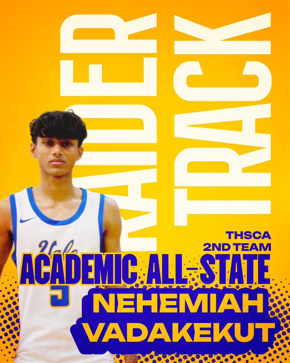 Talented and smart! Congratulations to our THSCA Academic All-State athletes! NEHEMIAH VADAKEKUT!