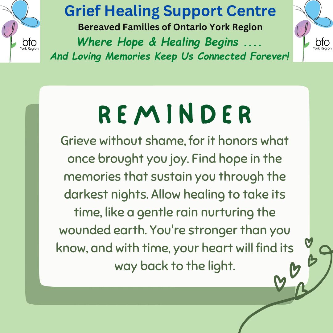 Take each moment as it comes, be gentle with yourself, and know that in the tapestry of life, grief is but one thread among many, weaving a story of resilience, love, and the enduring human spirit. 

#GriefHealingSupportCentre #GHSC #BFOYR #BFO #Grief #Healing #MentalHealth