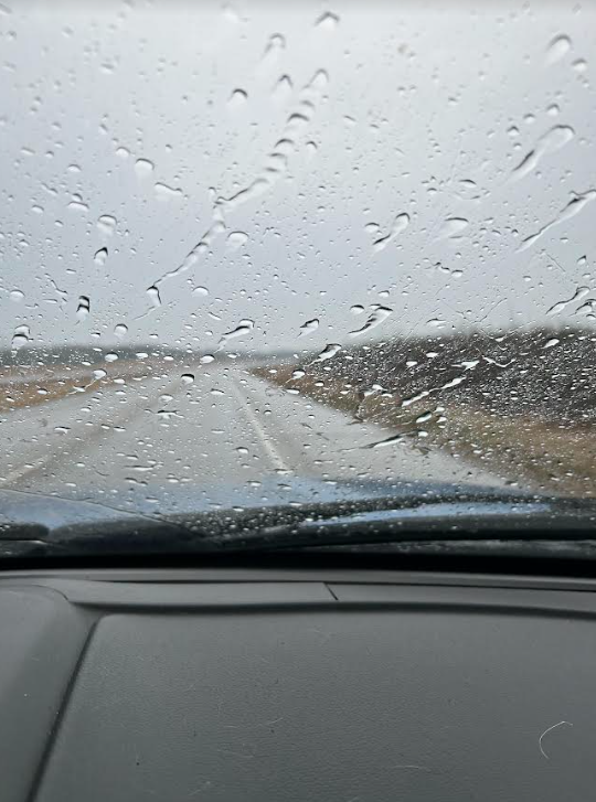 The rain coming down just south of Fort McMurray tonight.