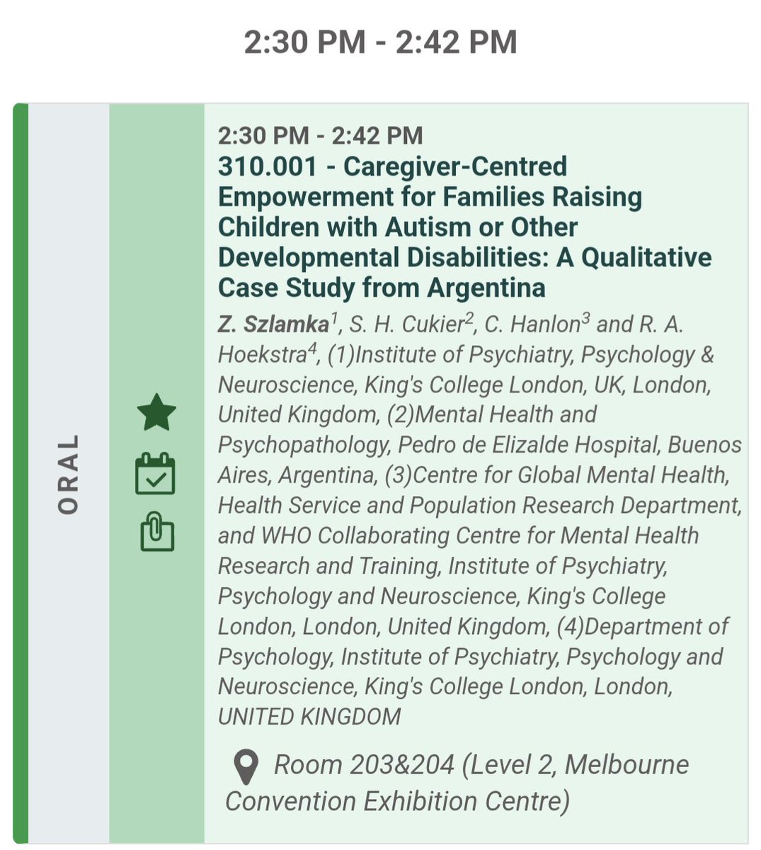 rosa_hoekstra's tweet image. Happening in two hours!
Hear @zsofiaszlamka speak about her work on empowerment for families with autistic children in Argentina #INSAR2024
