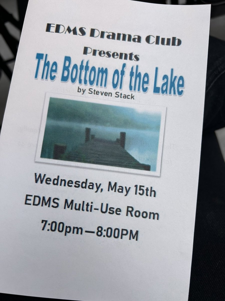 EdmsToros's tweet image. @EdmsToros performing in The Bottom of the Lake play tonight!