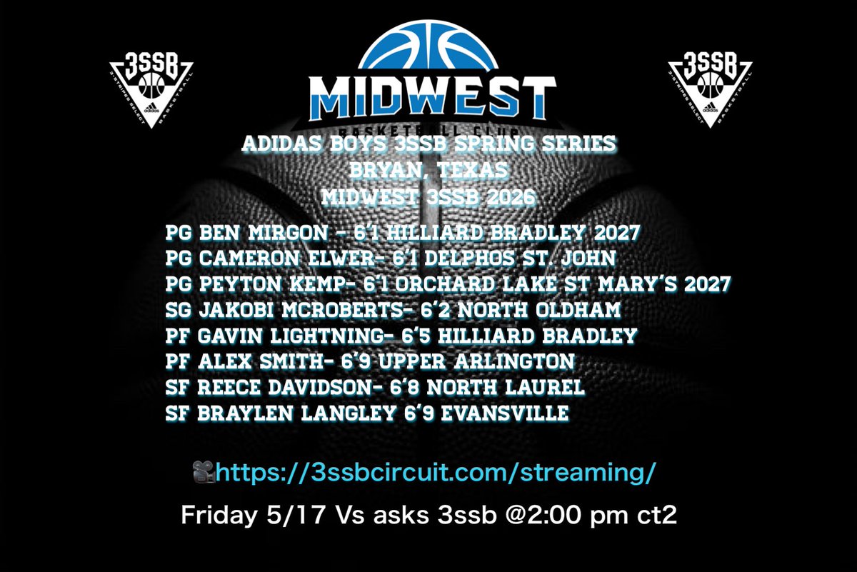 Here’s our @MidwestBBClub 16U roster! @NinaZDallas @3SSBCircuit @adidasHoops #DontBeLate