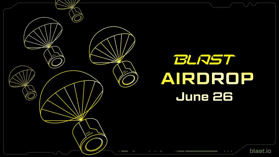 📣 Exciting news!📣

🚀 The Blast airdrop (@Blast_L2 ) sets sail on June 26th! 🚀 

💰 Despite the delay, Blast  is upping ⏫ the allocation to make it even more rewarding. 💰

🕰️ Before the airdrop, two last Dapp Gold distributions are scheduled. 🕰️

#TheBlast #Airdrop #Crypto