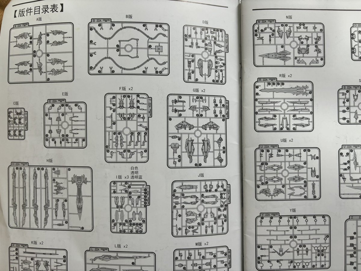 トランスフォーマー のブルーティカスの中華パチ？の説明書？ 中華プラモデル ZZA ブルーフレーム製作① 説明書 もちろんすべて中国