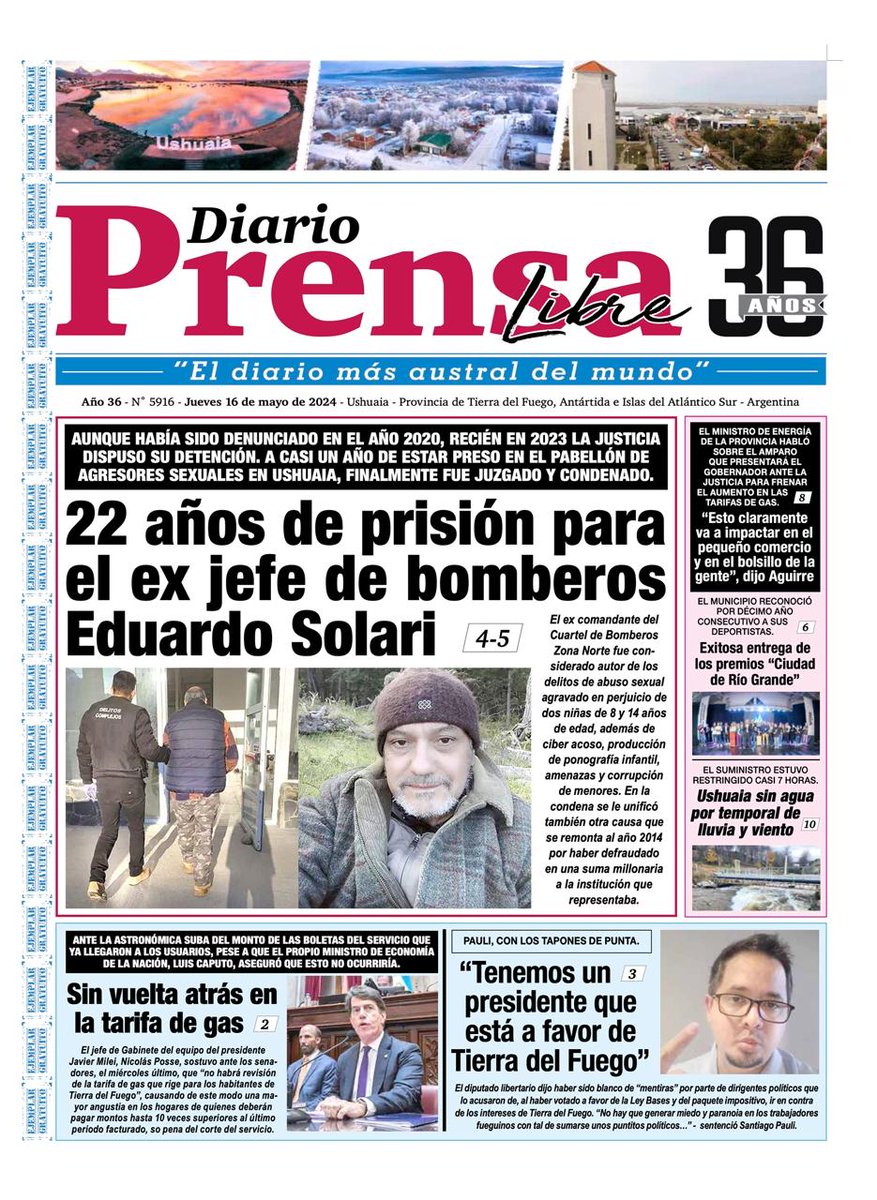 Diario Prensa del día Jueves 16 de mayo de 2024. Para ver la edición:👇📰🗞️📰👇 diarioprensa.com.ar/wp-content/upl…