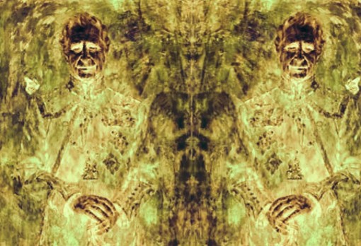 This is the Negative Image I created on the mirrored painting of King Charles III