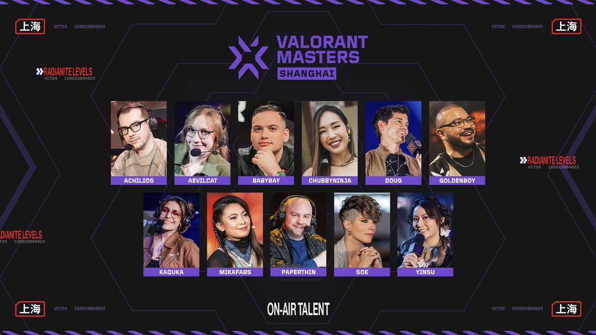Riot Games has announced the lineup of English talent that will be the voices of VALORANT Masters Shanghai 🇨🇳

Representing VCT Pacific are @AchiliosCasts @paperthinhere @mikafabs @victoriacheng 

🔽 More details in the comments