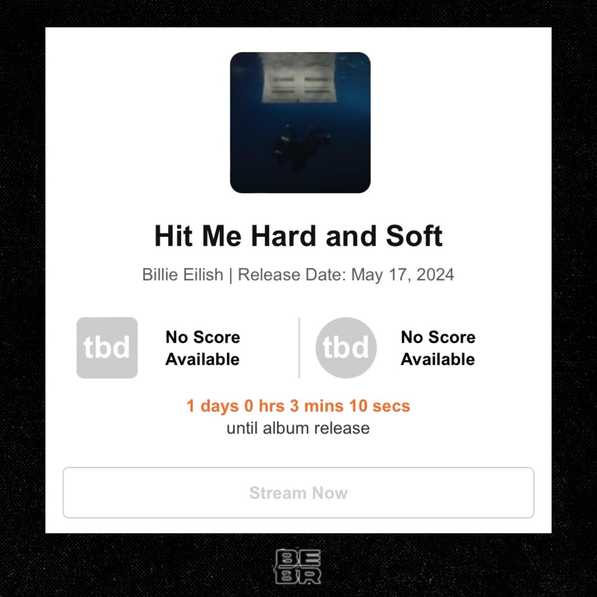🚨Entre a aclamação! Página do novo album da Billie Eilish, “Hit Me Hard and Soft”, foi criada no Metacritic.