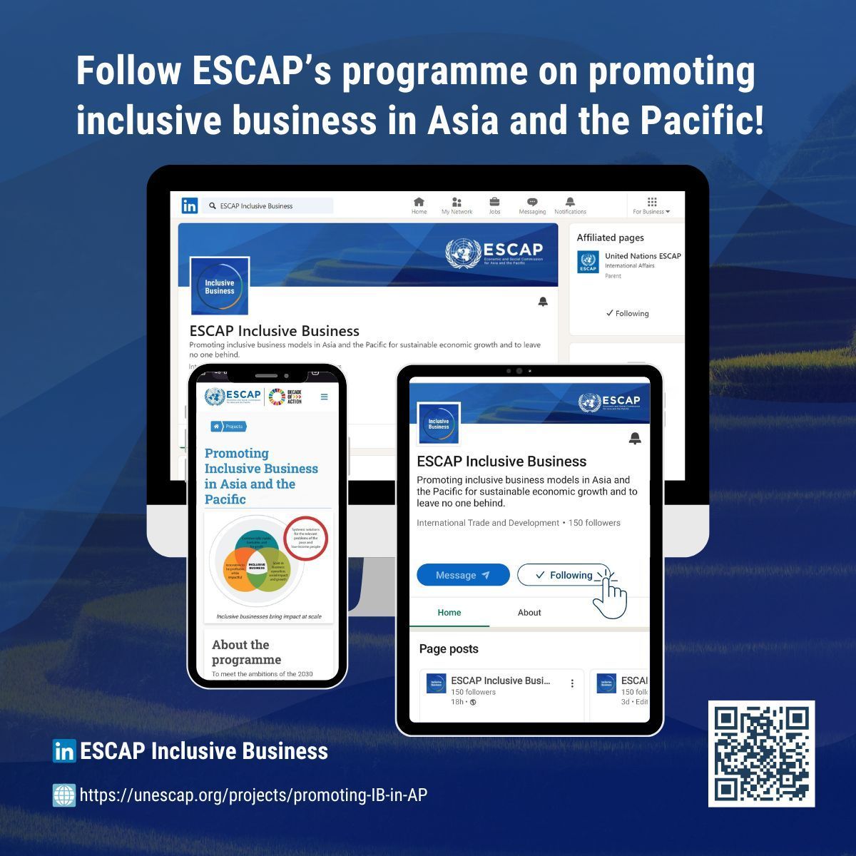 🌱 @UNESCAP promotes inclusive business models in #AsiaPacific for sustainable economic growth and to leave no one behind. 

Follow our new LinkedIn page to learn more about #InclusiveBusiness & receive regular updates: buff.ly/4am1hsy
