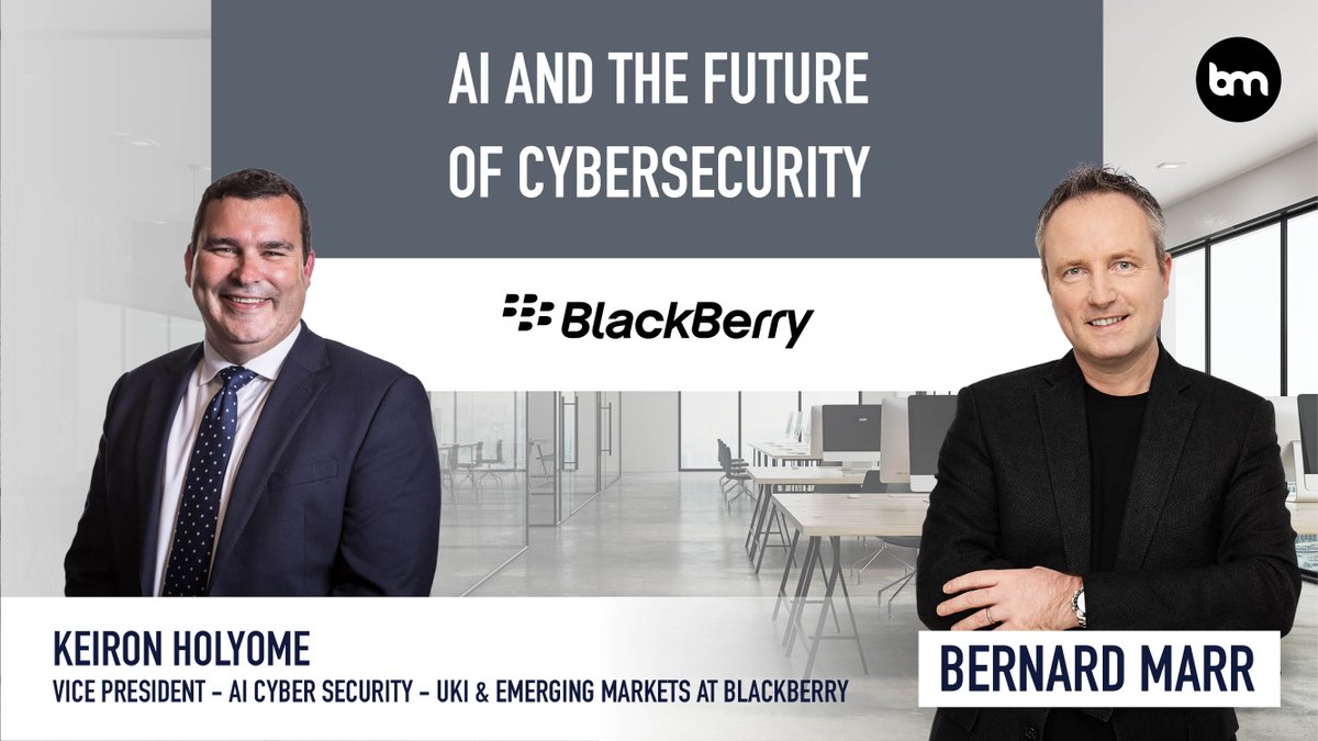📣 Join me later today for my #livestream - 'The AI And The Future of #Cybersecurity' 🤖💡 > 12 Noon UK | ET 7AM | PT 4AM | CET 1PM | SGT 7PM Twitter > x.com/bernardmarr Join me and my guest Keiron Holyome, VP, AI Cyber Security UKI & Emerging Markets at #BlackBerry