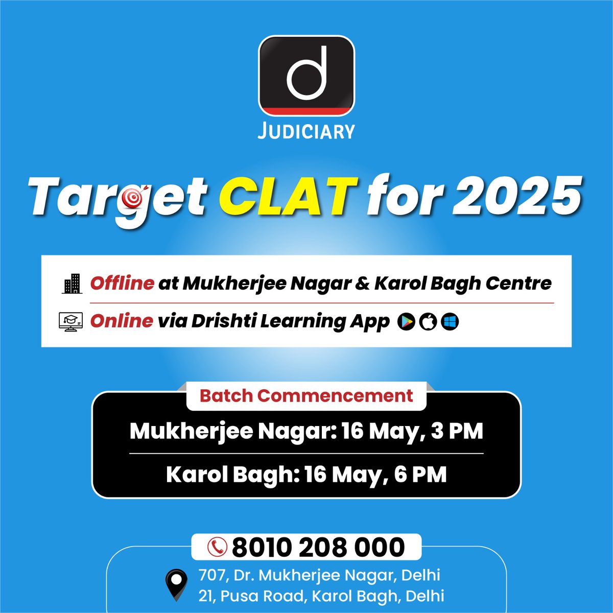 Join the path to legal excellence with our Target CLAT 2025 program! Check the link: drishti.xyz/CLAT2025 #CLAT #JudicialServices #NewBatch #Law #Learning #LawStudents #India #IndianJudiciary #LegalStudies #Constitution #Aspirants #TeamDrishti #DrishtiJudiciary