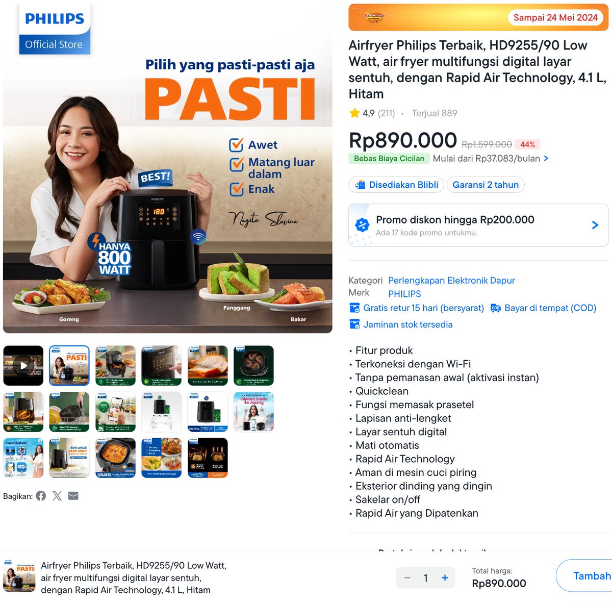 bliblidotcom's tweet photo. Ada yang mau 100 ribu?! ✨𝑵𝑲𝑲𝑪𝑯𝑰 ✨ yuk, Nanti Kita Kasih Cepek Hari Ini!

- REPLY dgn sebut 1 alat elektronik yang ada di dapur!
- FOLLOW aku + RT LIKE tweet ini
- Pemenang acak

Masak no ribet pake Airfryer Philips yang desainnya kulbet🤩♨️
https://t.co/hMuIQoxZod  #BlibliPEL