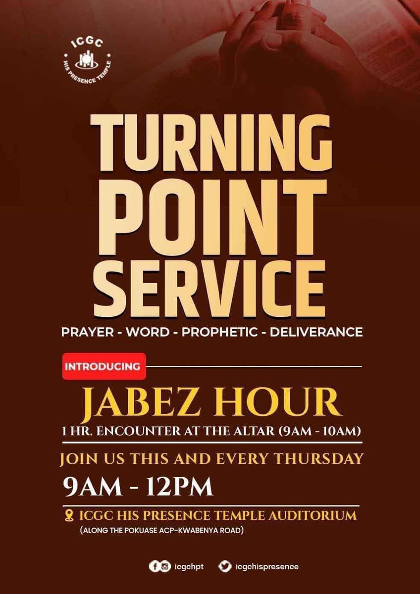 icgchispresence's tweet image. Join us for a powerful Prophetic and Prayer Service this morning at 9am sharp. Come expecting a move of God&apos;s presence and power!

Don&apos;t miss out 🔥
#WeAreICGC #TurningPointService #Prayer