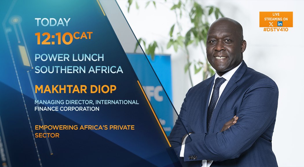 [WATCH] Today on #PLSA: Empowering Africa's private sector. Makhtar Diop (@Diop_IFC), Managing Director @IFC_org, joins us to discuss more at 12h10 CAT on #DSTV410 or watch the livestream on X.