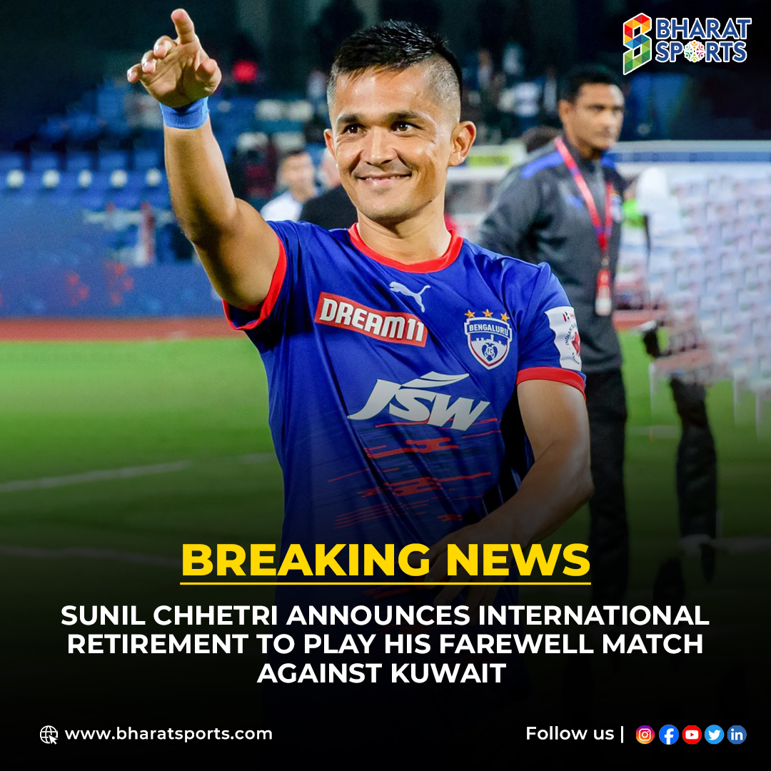 🚨 Big News Alert 🚨 Indian football team's legendary captain, Sunil Chhetri, has declared that he will hang up his boots from international football post the FIFA World Cup 2026 qualifier clash against Kuwait in Kolkata on June 6th. 🇮🇳⚽ It's the end of an era! #Football