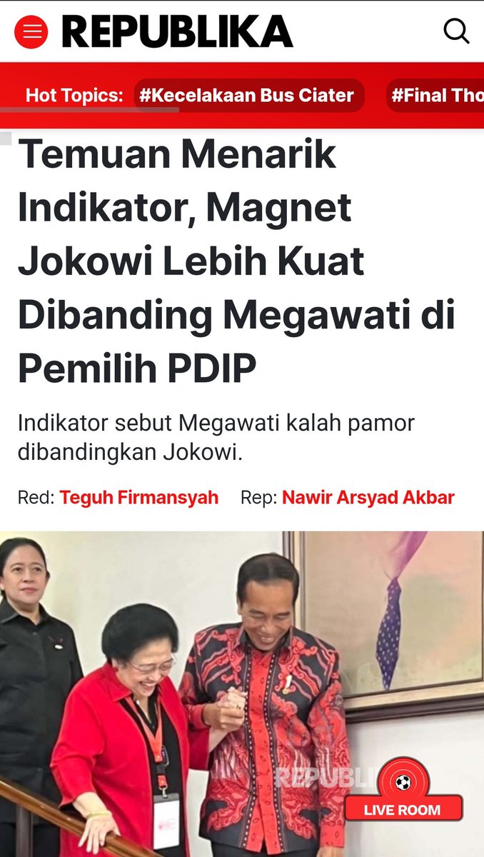 Bukti kuat atas temuan Indikator itu adalah kemenangan 02 atas capresnya Megawati (03). Capres banteng KALAH MUTLAK melawan 02. Bahkan kejadian menggelikan di TPS, bnyk yg bilang, partai PDIP, tp presiden milih 02🫣 Mau mbantah?