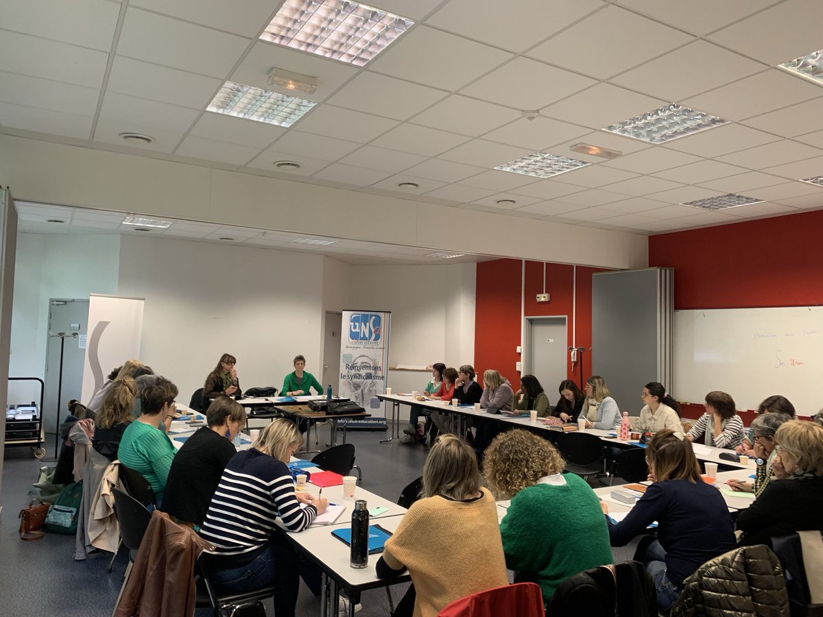 Stage PsyEN ⁦@SE_Unsa⁩ à Besançon 
De nombreuses collègues venues parler métier avec Nathalie Eudes notre référente métier nationale et Catherine Giard spécialiste des violences intra familiales et leurs conséquences