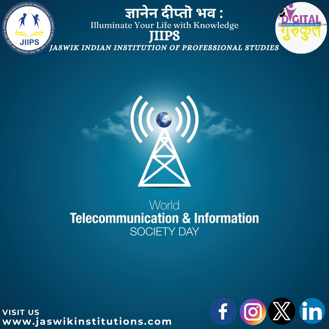 World Telecommunication and Information Society Day on 17 May marks ITU's founding in 1865 and celebrates telecommunication advancements since 1969. #jaswikindianinstitutionofprofessionalstudies #WorldTelecomDay #InformationSocietyDay #ITU #Telecommunication #TechAdvancements