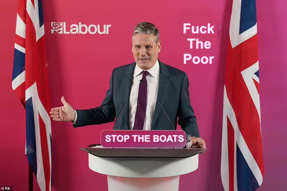 Starmer whittles down his six or five key pledges down to two easy soundbites. Vote for the cunt at your peril.