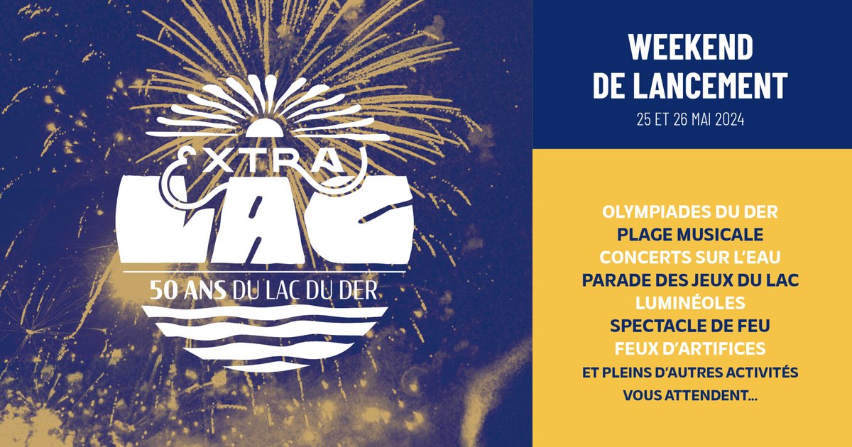 Les 25 et 26 mai prochains inaugureront une saison riche en événements. Amusez-vous avec la programmation d'Extra Lac, pour célébrer les 50 ans du Lac du Der : extralac.com 🎉 @saintdizierfr @regiongrandest @grandparismgp @DptMarne @lahautemarne #LacDuDer