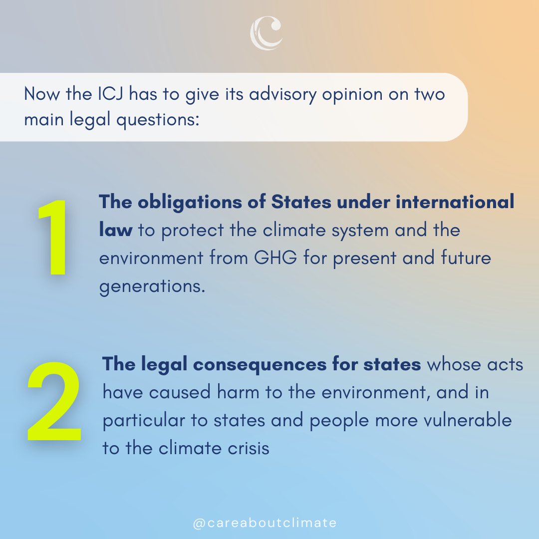 Exciting news on #climatelitigation In a historic development, #climatechange litigation finally reached the highest court of the @UN: the International Court of Justice (ICJ) @CIJ_ICJ. 1/