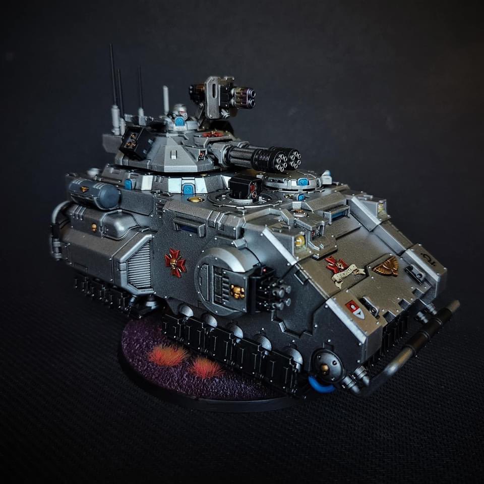 Trevor Conrod had finished his #BlackTemplar #Gladiator #Reaper in an awesome metallic colour scheme for our #jun24btbannercompetition - #bttank #primarisgladiatorreaper #gladiatorreaper #blacktemplars #40k #modelpainting #blacktemplars_40k #warhammer #spacemarine #citadel