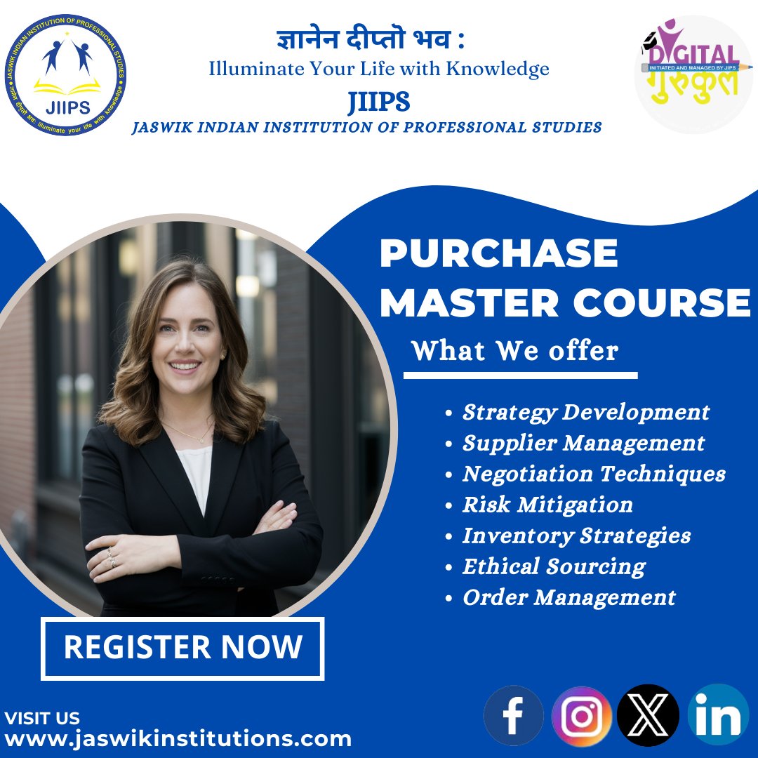 Unlock Your Potential: Invest in Mastery with Our Comprehensive Master Course for Personal and Professional Development! #jaswikindianinstitutionofprofessionalstudies #MasterCourse #ProfessionalDevelopment #PersonalGrowth #SkillBuilding #LearningJourney #CareerAdvancement