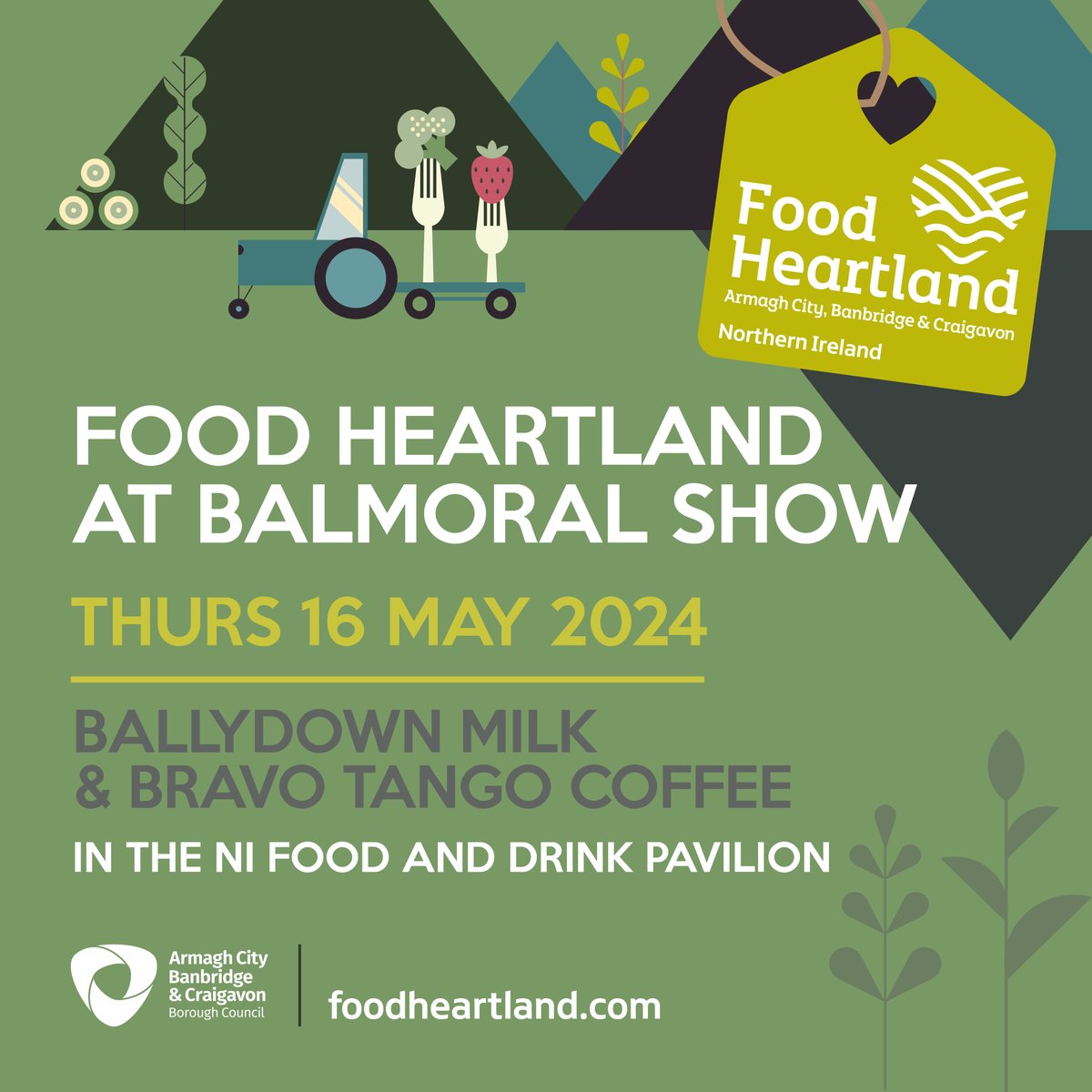 Day 2 of @balmoralshow and our Food Heartland stand will be buzzing again today with local businesses Ballydown Milk and Bravo Tango Coffee - what a complimentary duo!
Stop by and say hello if you're there.
@Food_NI  #foodni #balmoralshow #FoodHeartlandNI