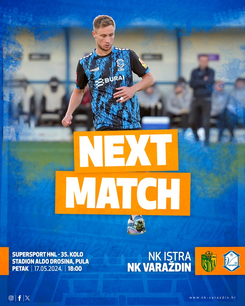 U petak s početkom u 18:00 očekuje nas utakmica u sklopu 35. kola SuperSport HNL-a protiv Istre! #nkvarazdin #ovojenasgrad