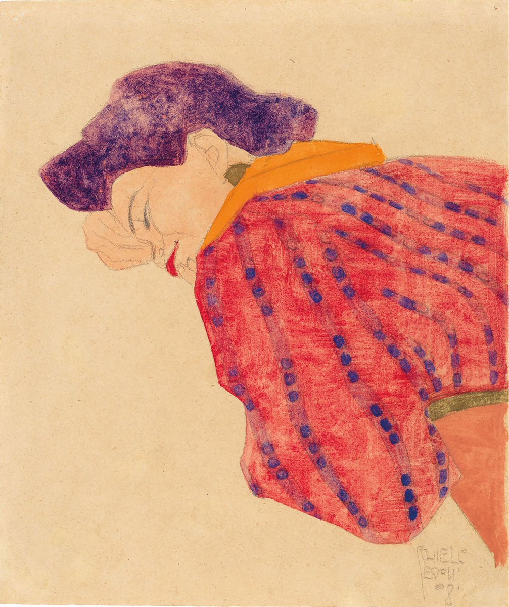 You may know that I really love Egon Schiele's works. I was stunned when I found this watercolor—it is so different from what we usually regard as being in Schiele's style. It is not surprising 📕read on:📲 getdailyart.com

Lying Girl with Red Blouse Egon Schiele 1908