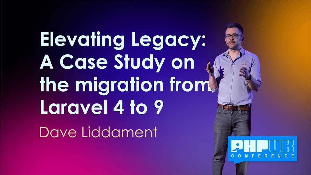 PHPUKConference's tweet image. At #phpuk24, @DaveLiddament shared practical advice on upgrading a Laravel 4 project to Laravel 9. 

Watch the talk here - buff.ly/4bpxTlP 

#phpuk24 #php #phpc #phpukconference #laravel