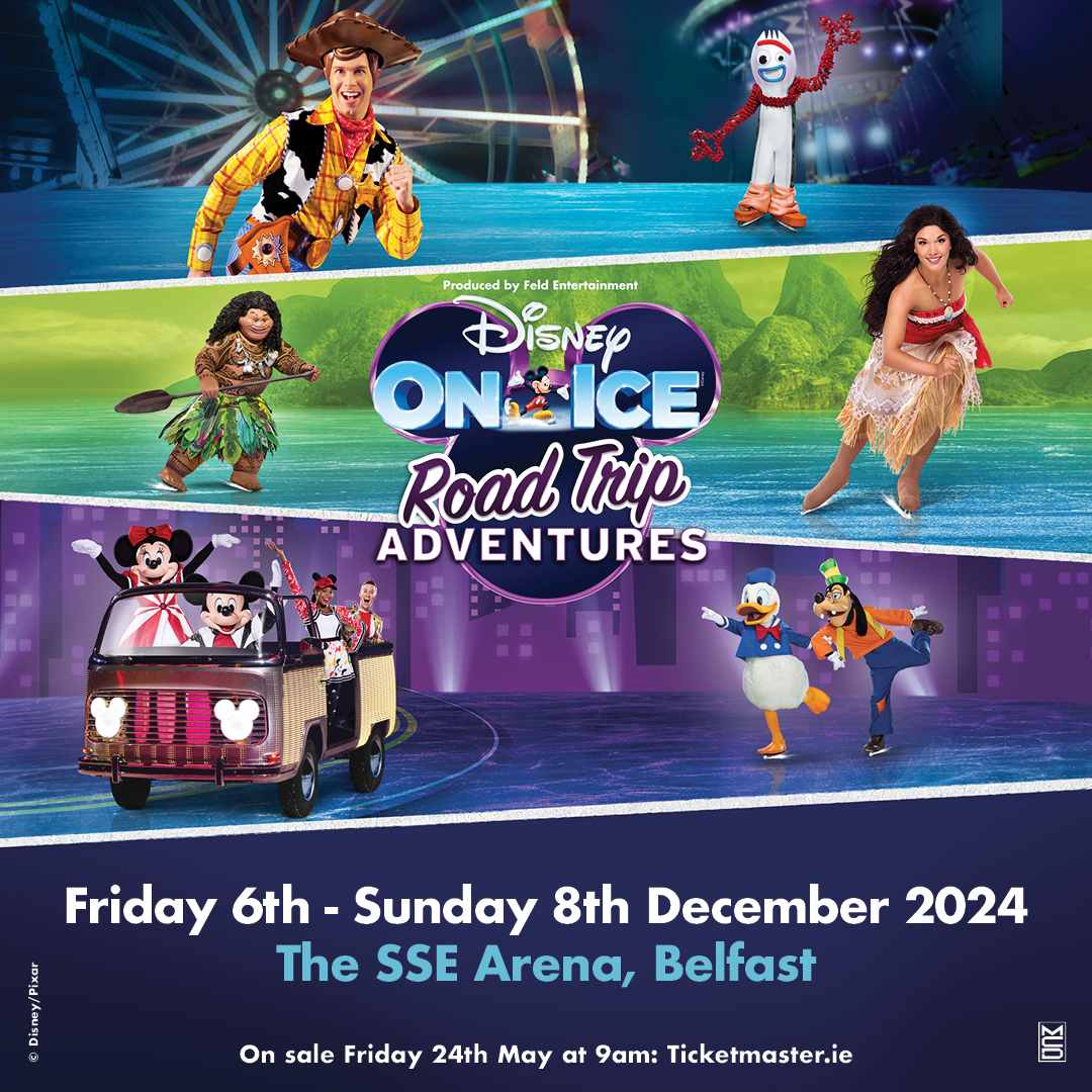 📢 JUST ANNOUNCED 📢 @DisneyOnIce Road Trip Adventures is skating to The SSE Arena, Belfast with various shows on Friday 6 - Sunday 8 December 2024. ✨🪄 ⏰ Set your alarms, tickets go on sale 9AM on Friday 24 May 2024. ℹ️ Find out more: bit.ly/DisneyonIceSSE