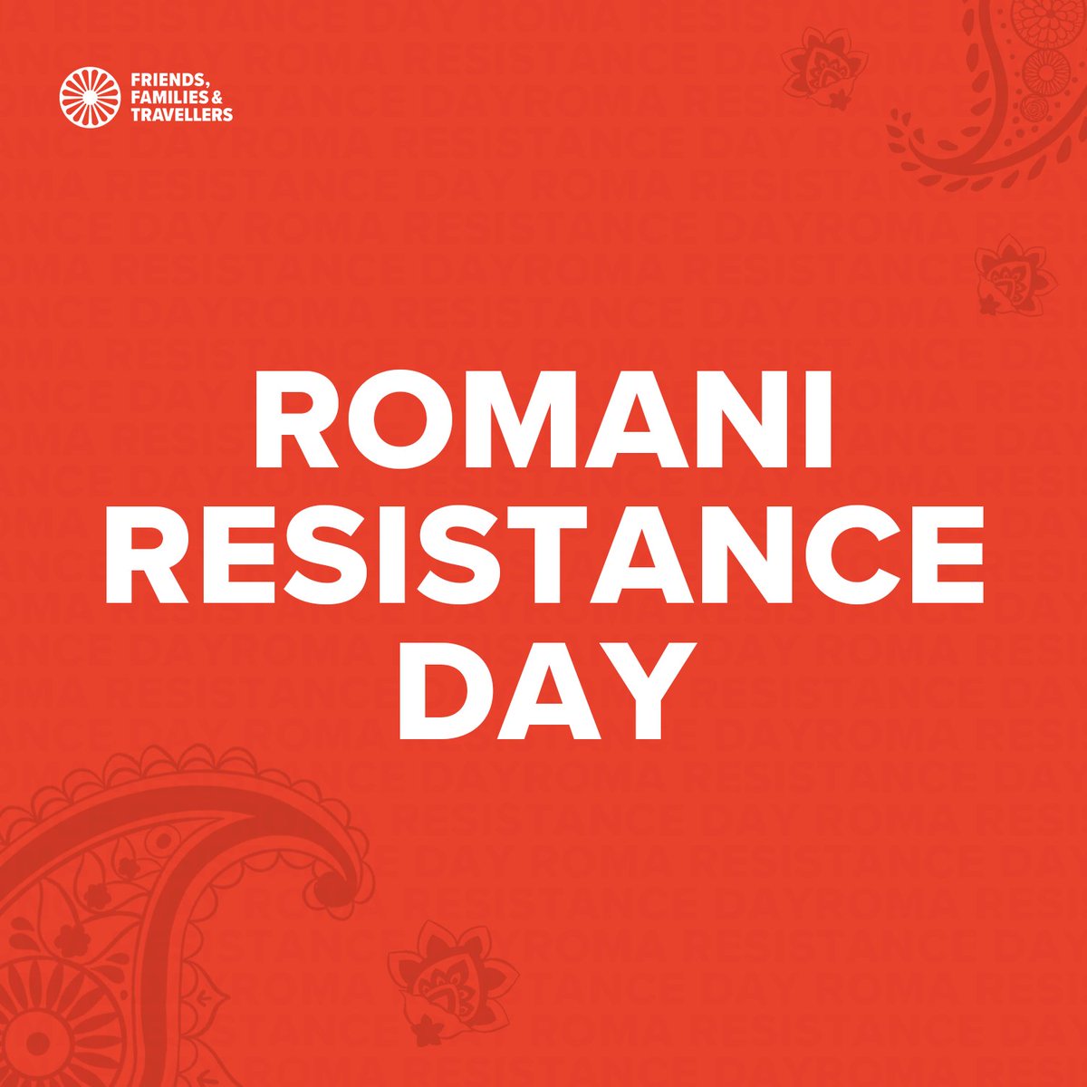 Today is Romani Resistance Day. On this day, 16th May 1944, Roma and Sinti people in Auschwitz-Birkenau resisted Nazi soldiers, delaying executions in the ‘Gypsy Camp’ for several months. We honour the bravery and strength of all the Roma and Sinti people.