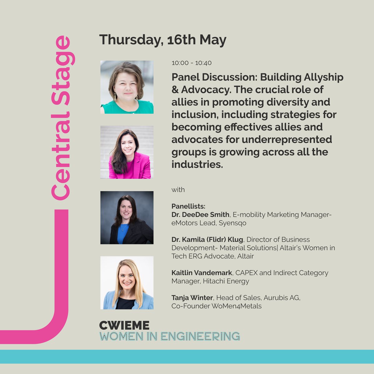 Join our panel discussion for an informative session about "Building Allyship &amp; Advocacy." The crucial role of allies in promoting diversity and inclusion, including strategies for becoming effective allies and advocates for underrepresented groups.

#CWIEMEBerlin2024