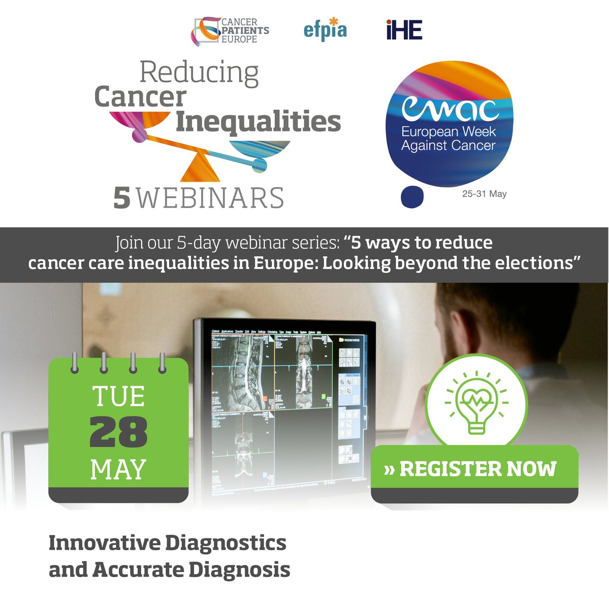 DYK that innovative diagnostics and accurate diagnosis in cancer care play a crucial role in the success of treatment?💭
 
Learn more on 28 May during our 2nd #ReduceCancerInequalities webinar 👉 shorturl.at/puC24
 
 #CancerCare #EWAC2024 #EUCancerPlan #CloseTheCareGap