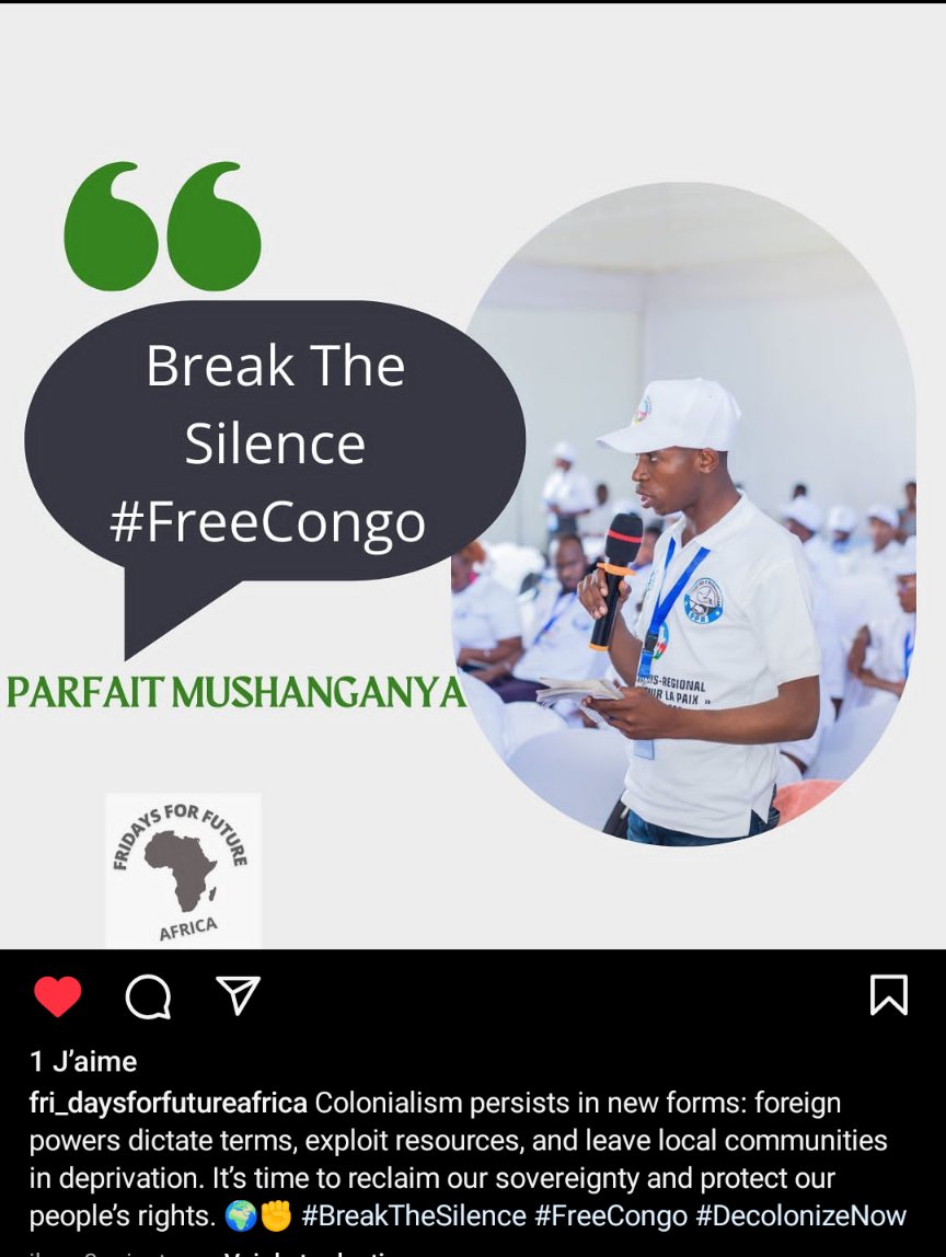 In my country, we are witnessing a war between colonialism and the local population who have no weapons and no means of defense. #BreakTheSilence #FreeCongo
