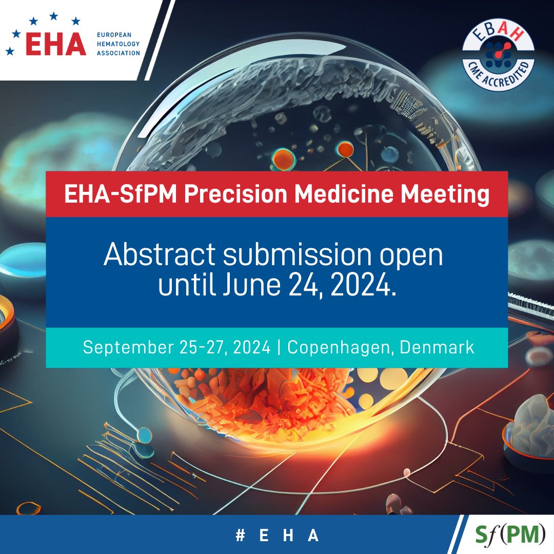 💡 Do you have research to showcase on #PrecisionMedicine? Abstract submission and travel grant applications for the first meeting to unite genomic & functional precision medicine close on June 24. Find out more: eha.fyi/SfPM