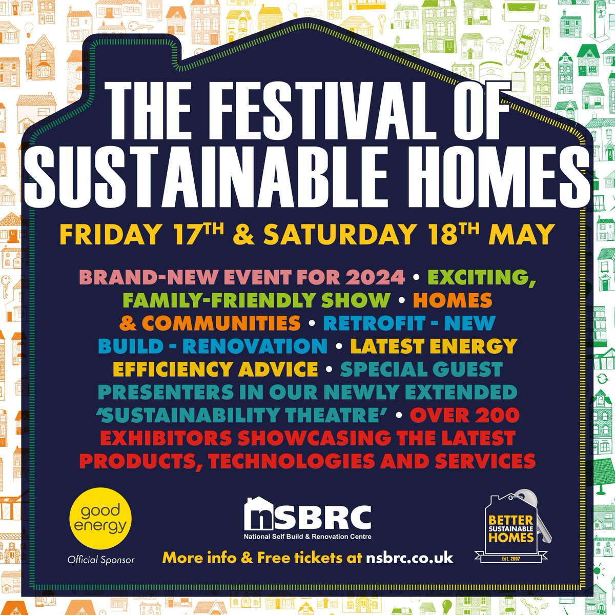 It's time for The Festival of Sustainable Homes at the National Self Build & Renovation Centre in Swindon this weekend! Our team will be there to answer all your eco home questions. Visit our stand, number 63, and say hi! 

@nsbrc #HomebuildingShow #EcoHomes #SustainableHomes